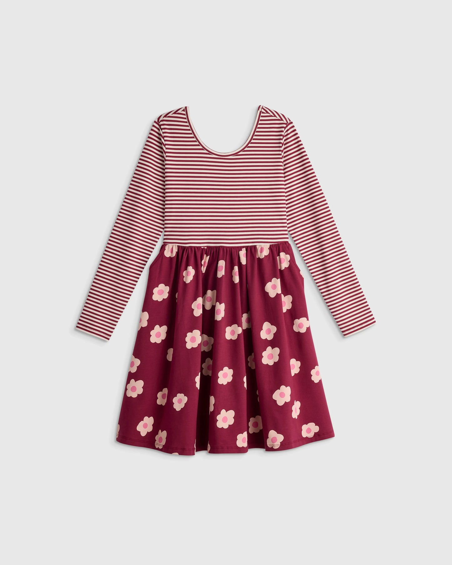 Organic Cotton Long Sleeve Skater Dress - 2T / Red Poppy Garden