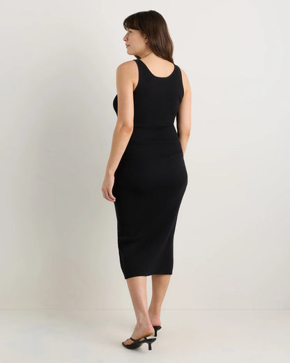 Lightweight Cotton Cashmere Maternity Fitted Midi Dress - XS / Mountain Spring Blue