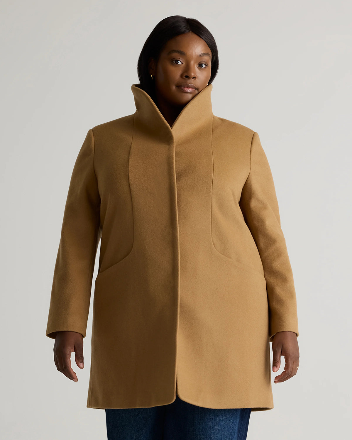 Italian Wool Cocoon Coat - 1X / Caramel