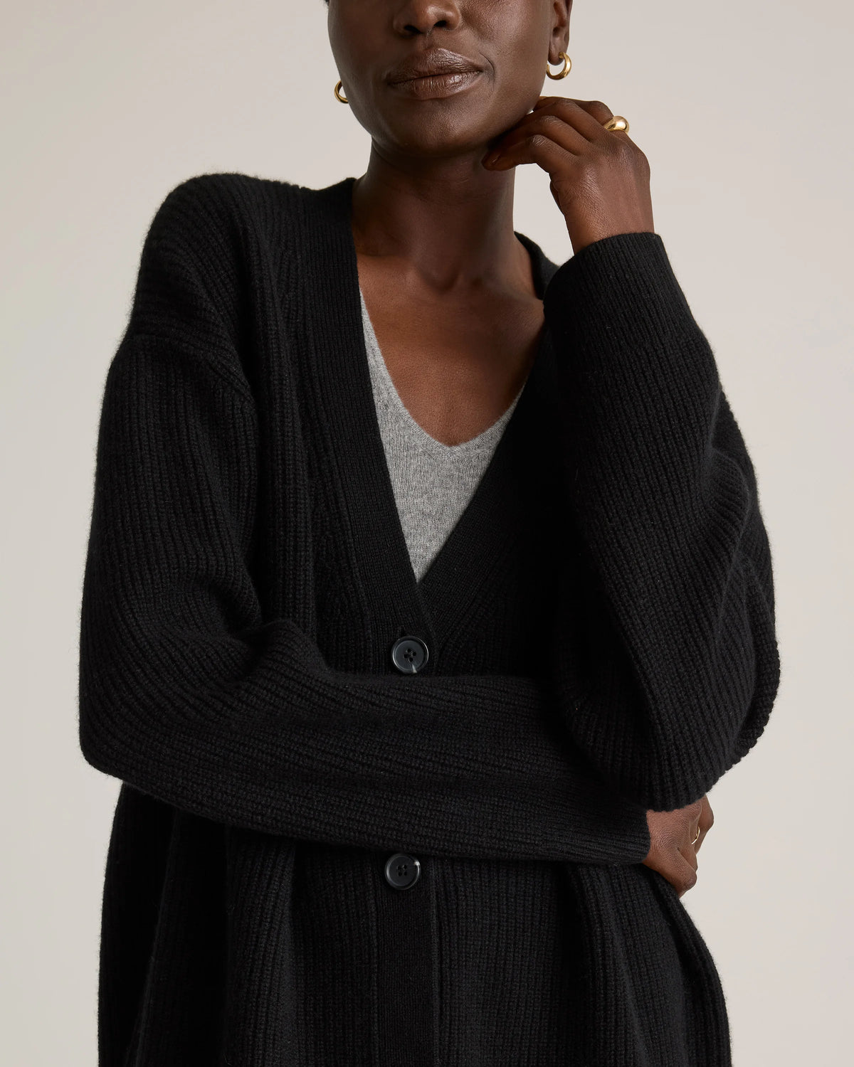 Mongolian Cashmere Oversized Boyfriend Cardigan Sweater - XS / Brown