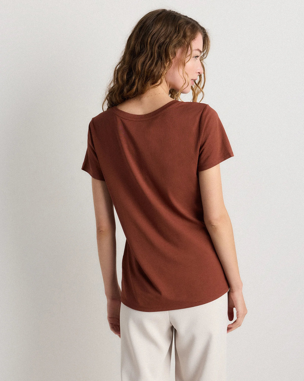 Cotton Modal Scoop Neck Tee - XS / Navy