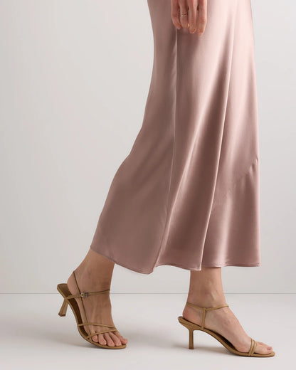 100% Washable Silk Strapless Midi Dress - XS / Hot Fudge