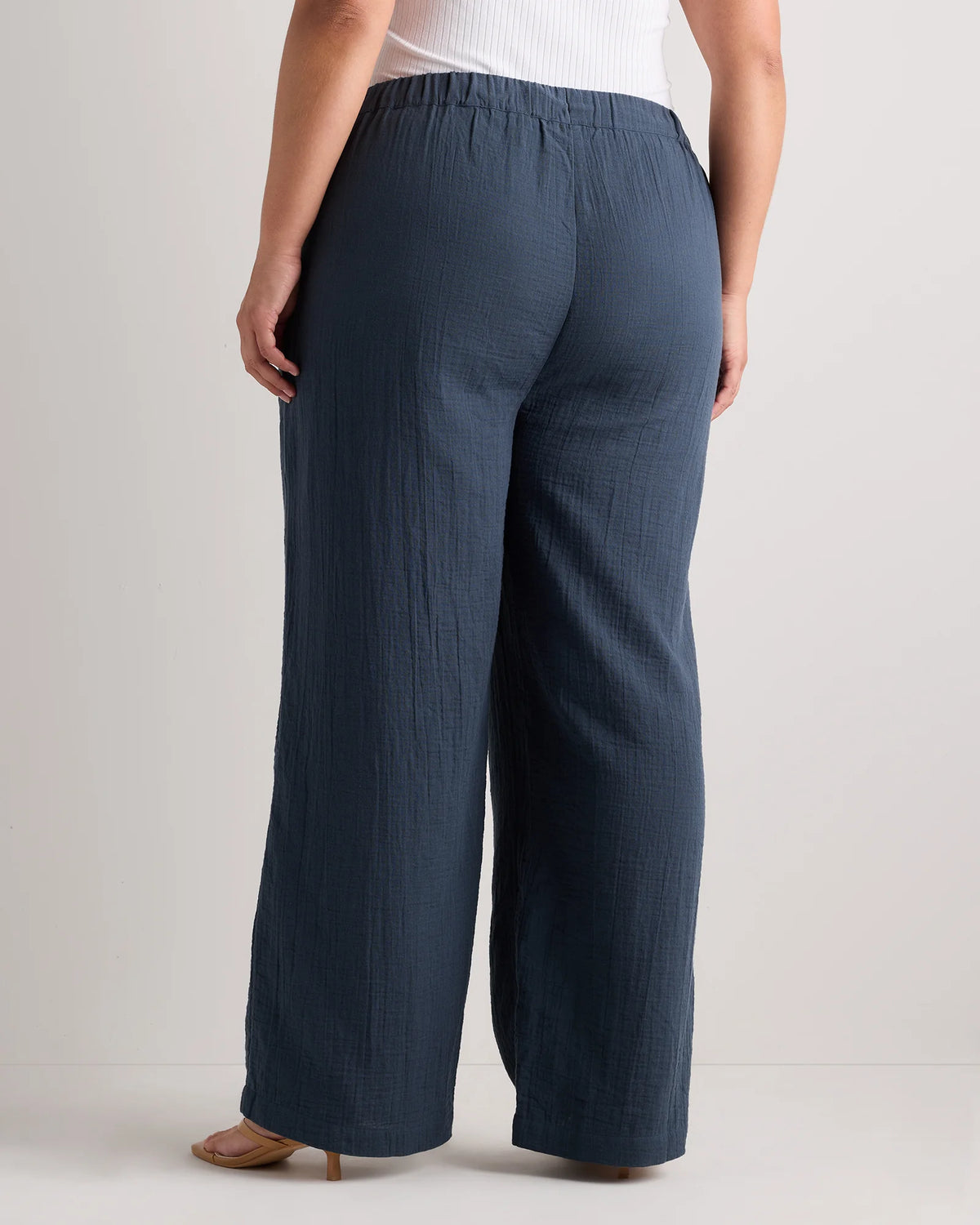 100% Organic Cotton Gauze Straight Leg Pants - 1X / Indigo Blue