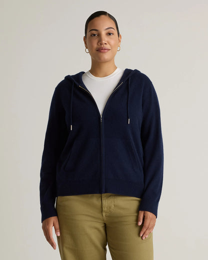 Mongolian Cashmere Full-Zip Hoodie - XS / Heather Grey