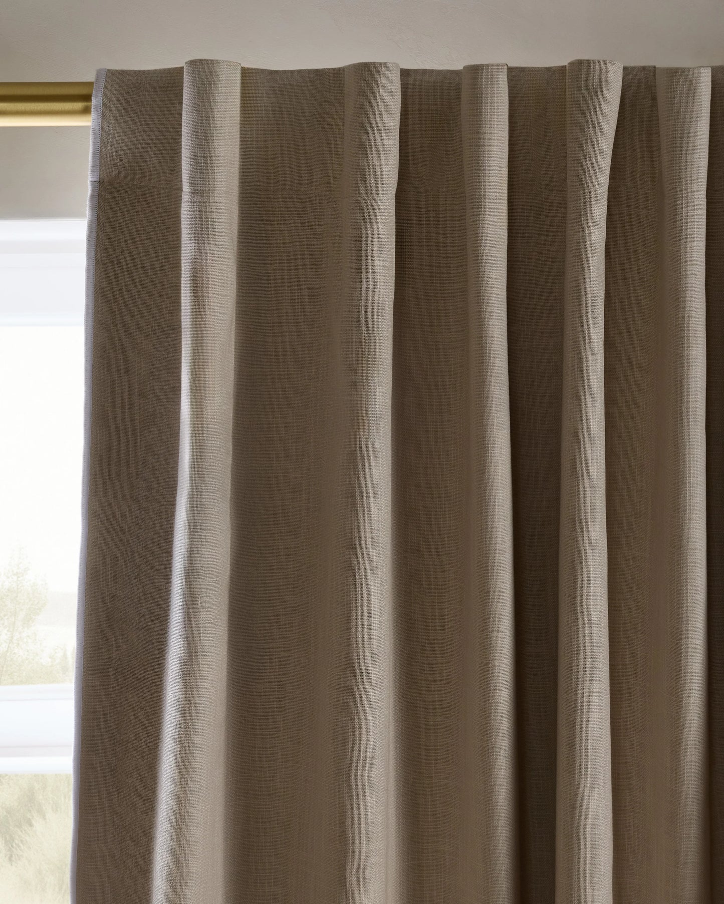 Piped Edge Cotton True Blackout Curtain - Single Panel - 48x84 / Natural/White Piping