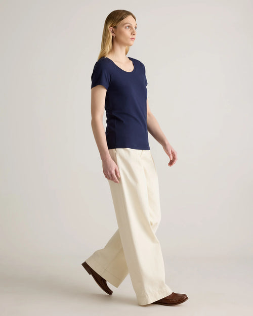 Cotton Modal Scoop Neck Tee - XS / Navy