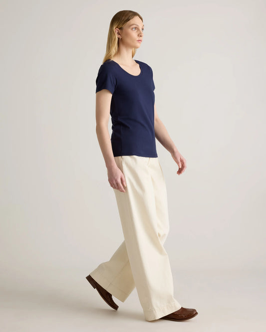 Cotton Modal Scoop Neck Tee - XS / Navy