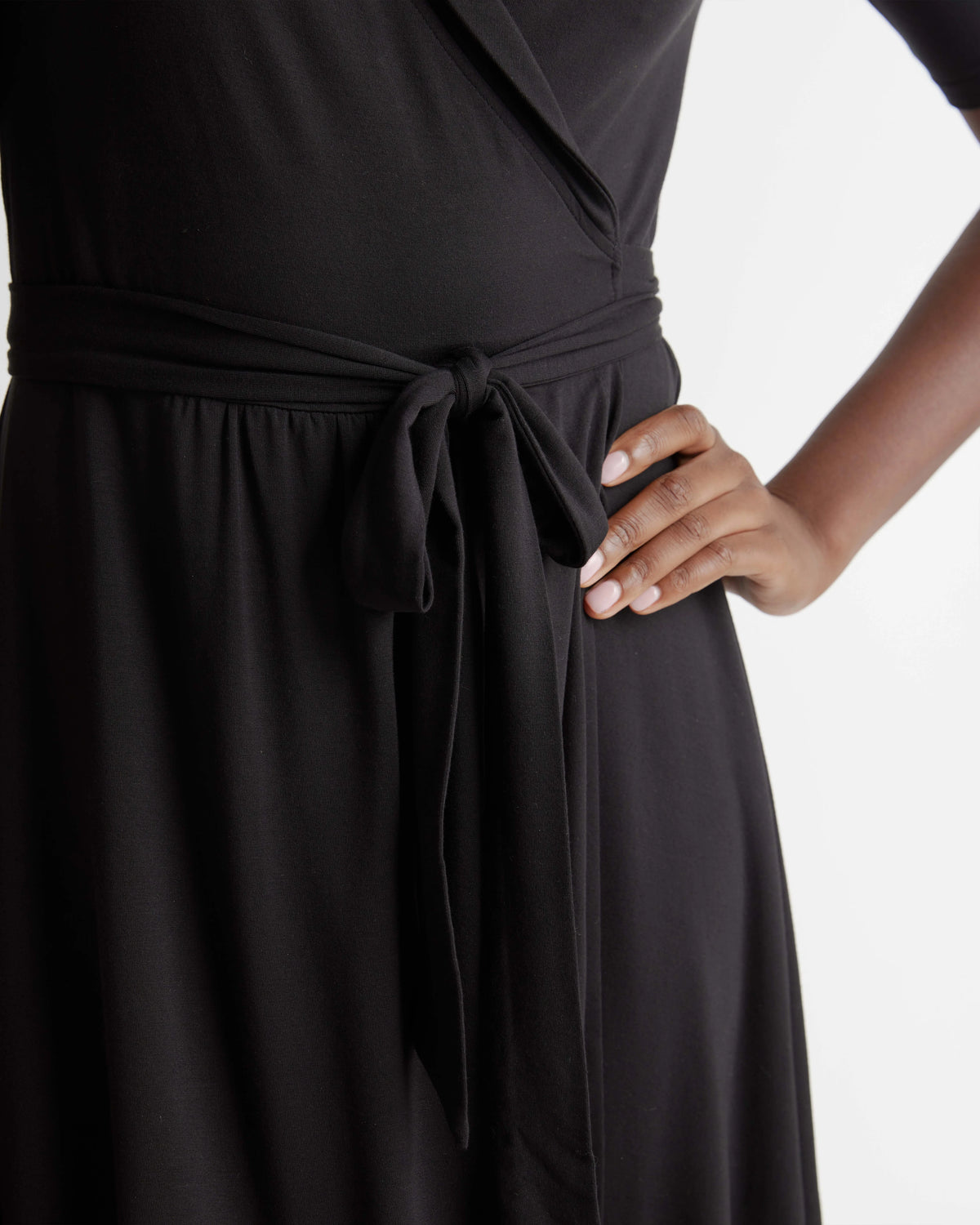 Tencel Jersey Midi Wrap Dress - XS / Brown