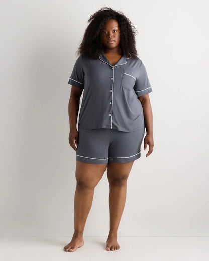 Bamboo Jersey Short Sleeve Pajama Set - 1X / Black