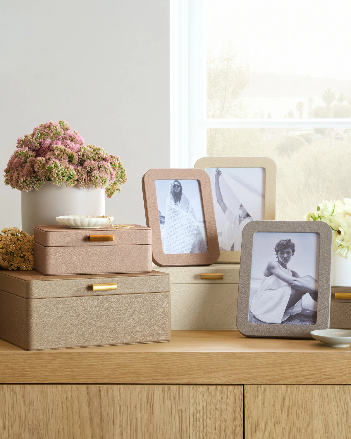 Shagreen Leather Decorative Boxes (Set of 2) - Set of 2 / Blush