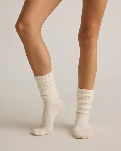 Mongolian Cashmere Slouch Sock - XS/S / Ivory