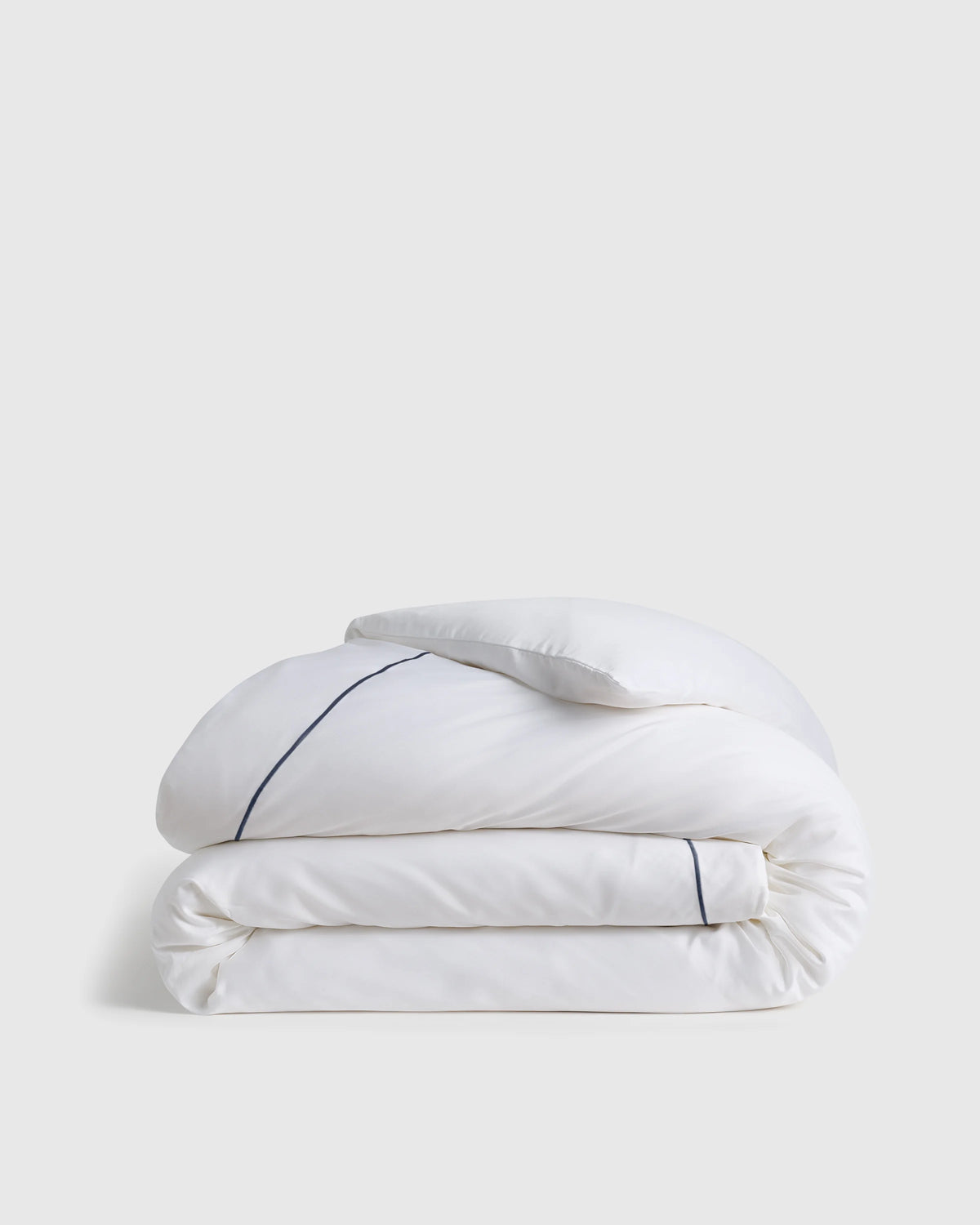 Signature Giza Cotton Sateen Embroidered Duvet Cover - Twin / White/Dried Sage