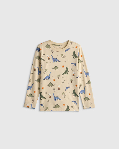 100% Organic Cotton Jersey Long Sleeve Tee - 2T / Dino Sketch