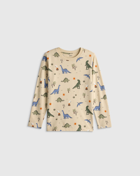 100% Organic Cotton Jersey Long Sleeve Tee - 2T / Dino Sketch