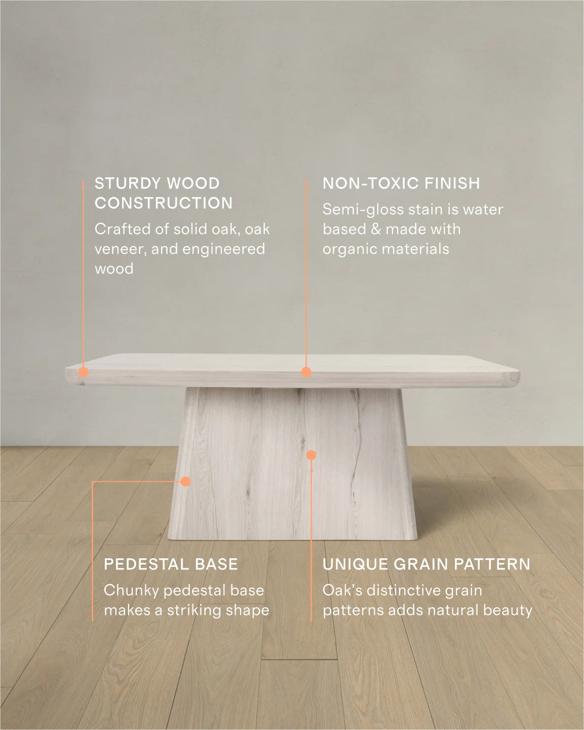 Rustic Oak Plinth Dining Table - 71" / Natural