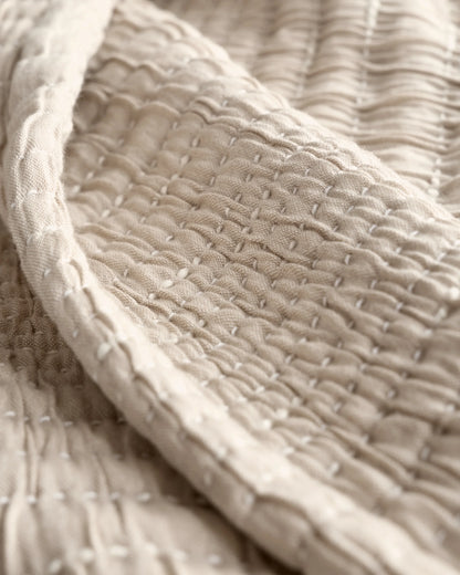Organic Cotton Channel Stitch Coverlet Set - Twin / Coral Pink