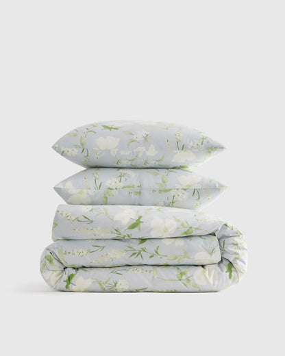 Organic Crisp Percale Duvet Cover Set - Twin / Espresso