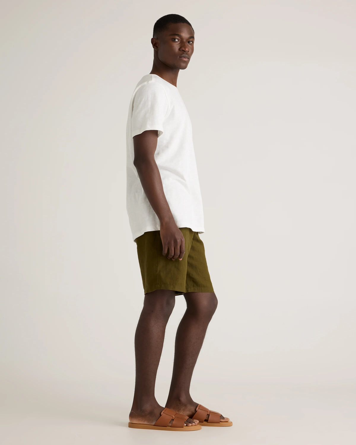 100% European Linen Shorts - 10" - S / Martini Olive