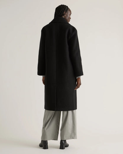 100% Merino Wool Shawl Collar Long Coat - XS / Heather Bone