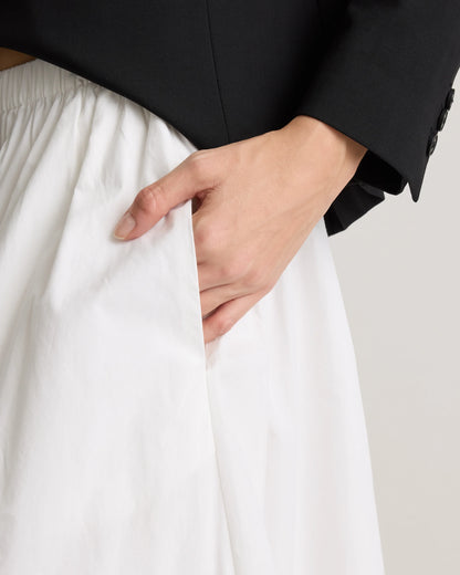 100% Organic Cotton Poplin A-line Maxi Skirt - XS / Classic White