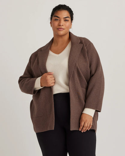 100% Organic Cotton Knit Blazer - 1X / Navy