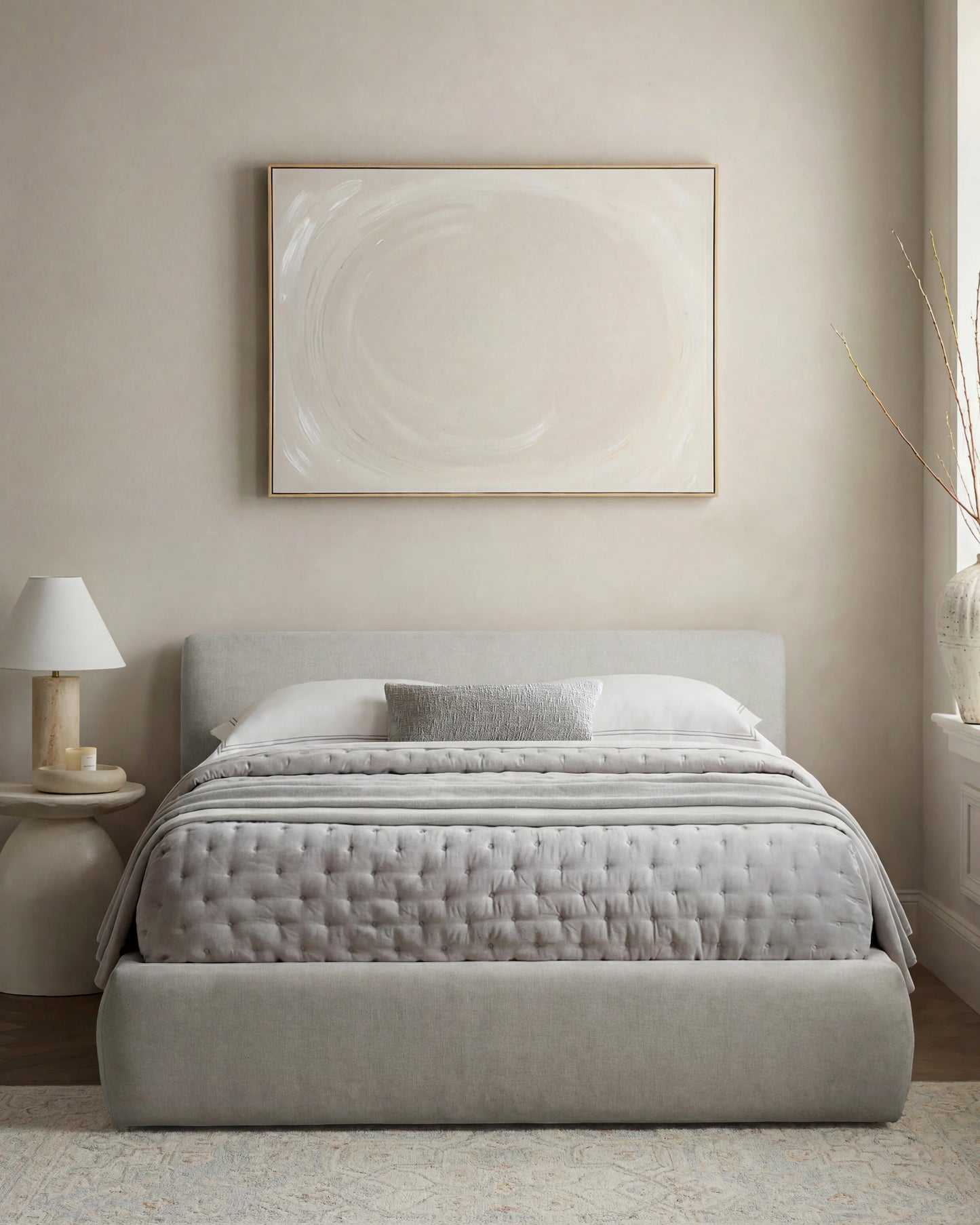 Plush Low Profile Platform Bed - Queen / Ivory