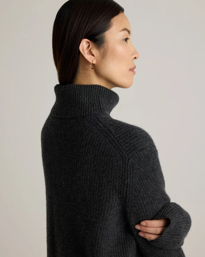Mongolian Cashmere Fisherman Turtleneck Sweater - XS / Black