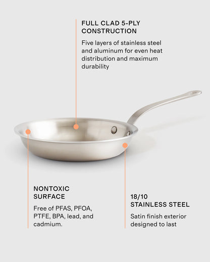 5-Ply Stainless Steel Frying Pan - 8" / No Color