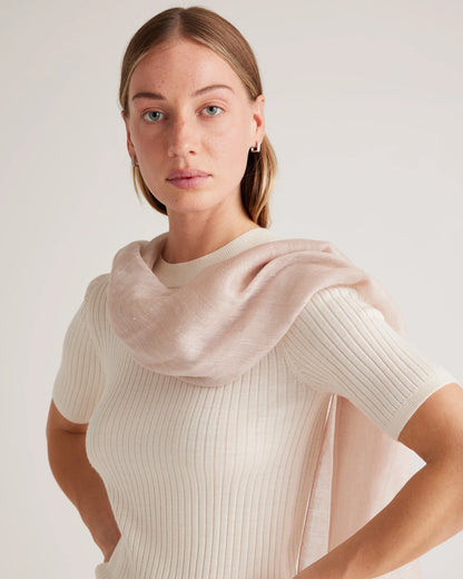 Lightweight Linen Silk Cashmere Scarf - One Size / Ivory