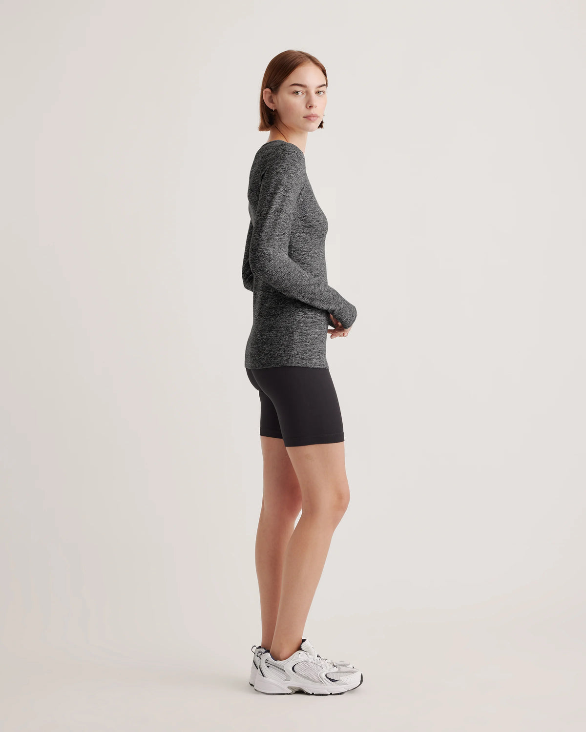 Ultra-Soft Fitted Long Sleeve Top - XS / Heather Navy