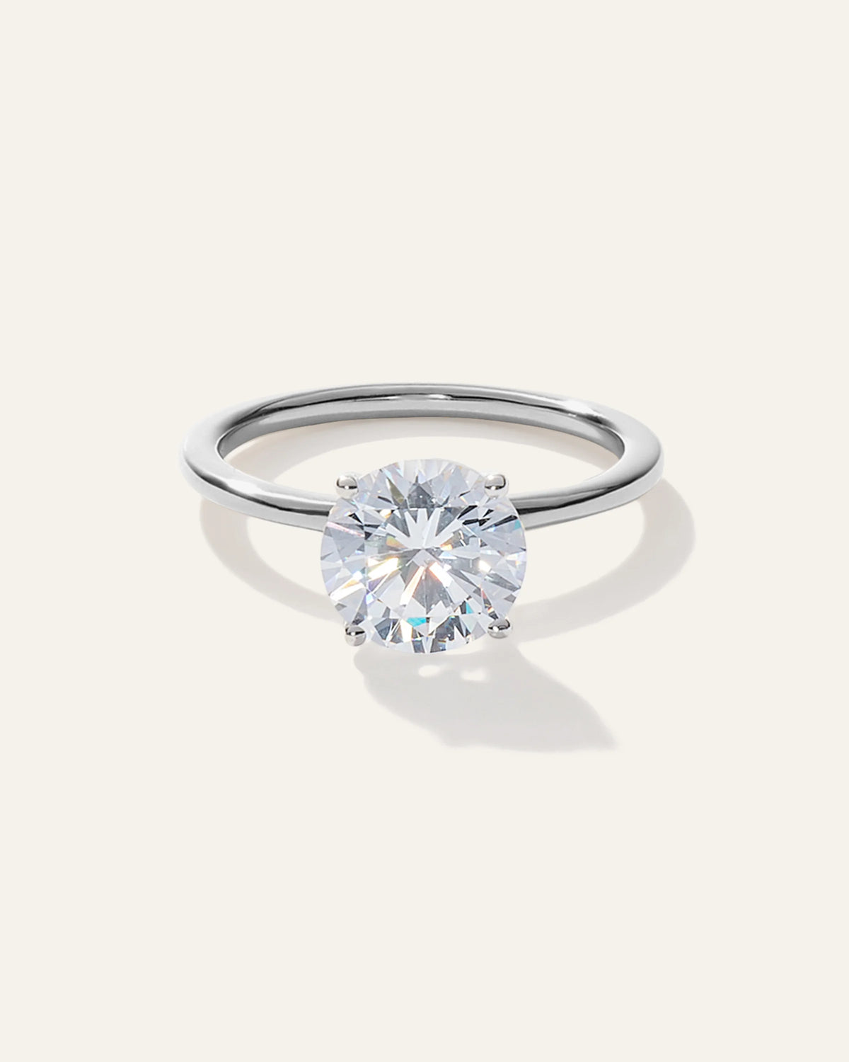 Lab Grown Diamond Round Petite Classic Engagement Ring - 2ct - 4 / Yellow Gold