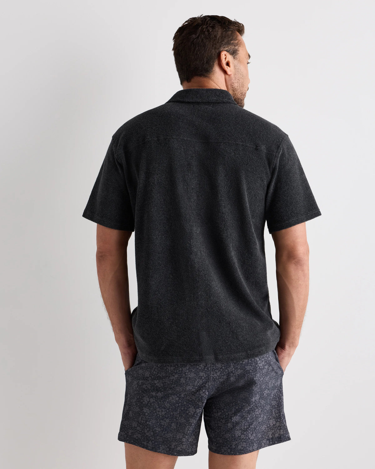 100% Organic Cotton Terry Towel Button Down Polo - S / Heather Charcoal