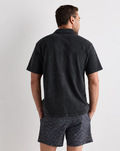 100% Organic Cotton Terry Towel Button Down Polo - S / Heather Charcoal