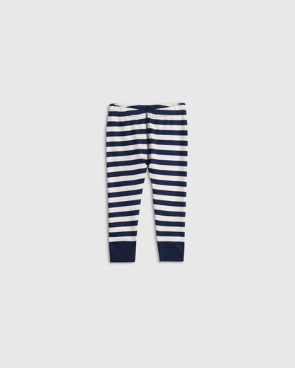 100% Organic Cotton Long Sleeve and Pant Pajama Set - 12-18M / Navy Stripe