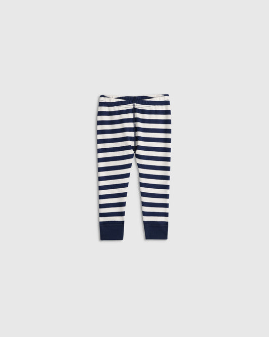 100% Organic Cotton Long Sleeve and Pant Pajama Set - 12-18M / Navy Stripe
