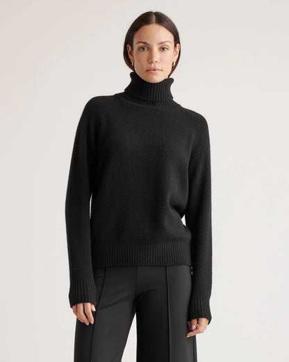100% Yak Wool Turtleneck Sweater - XS / Heather Brown