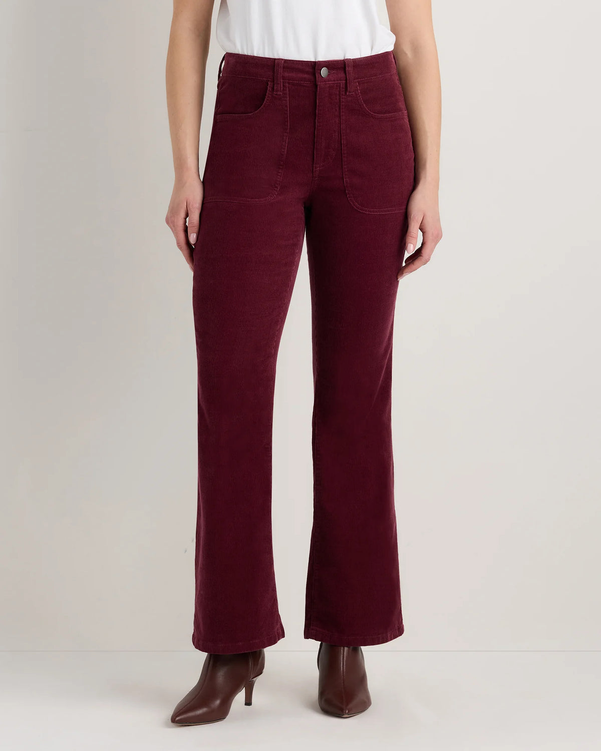 Organic Stretch Corduroy Flare Pants - 0 / Black