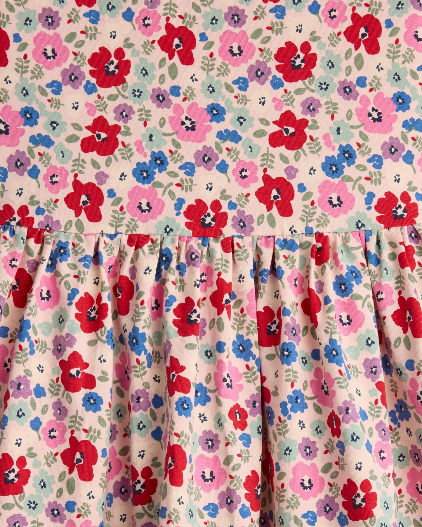 Organic Cotton Long Sleeve Fit and Flare Pocket Dress - 2T / Purple Poppy Garden