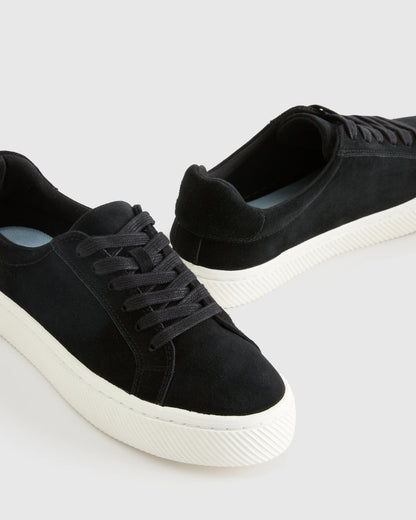 Italian Suede Everyday Sneaker - 5 / Black