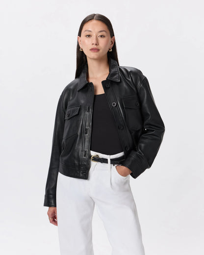 100% Leather Cropped Jacket - XS / Rich Brown