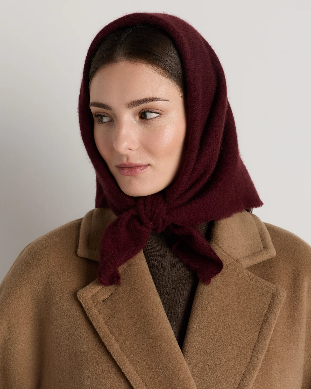 Mongolian Cashmere Square Scarf - One Size / Rich Burgundy