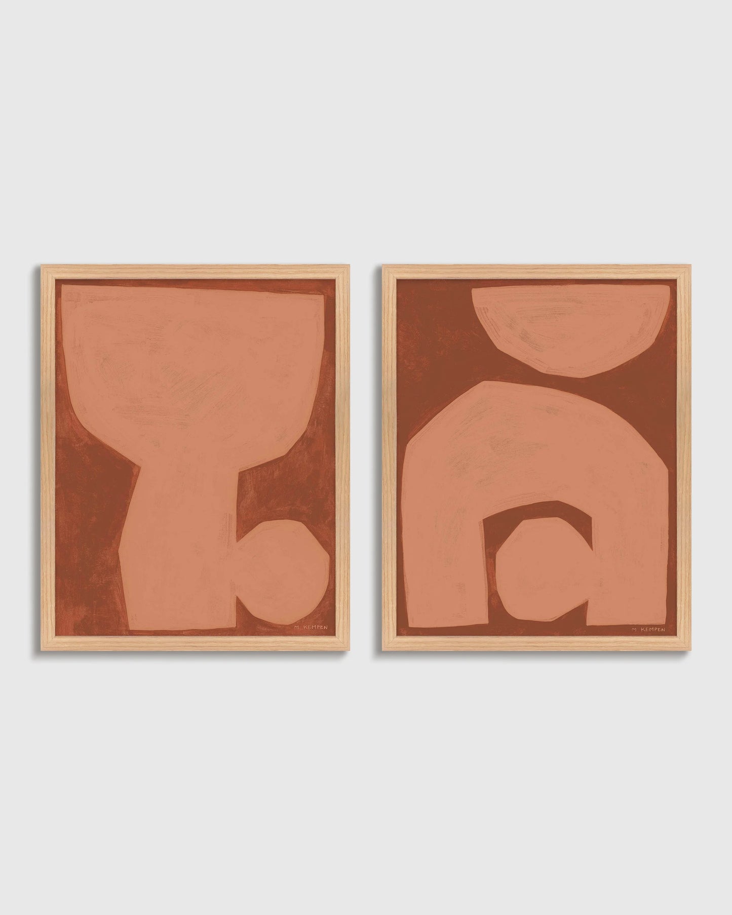 Unit in Terracotta by Michael Kempen (Set of 2) - 21.25"x26.25" / Oak