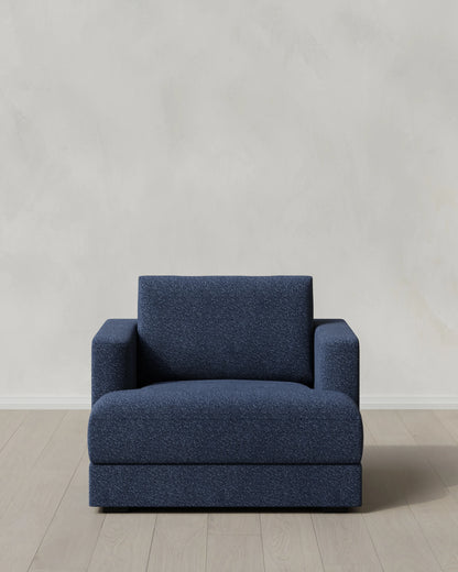 Sierra Curved Arm Accent Chair in Performance Boucle - One Size / Indigo