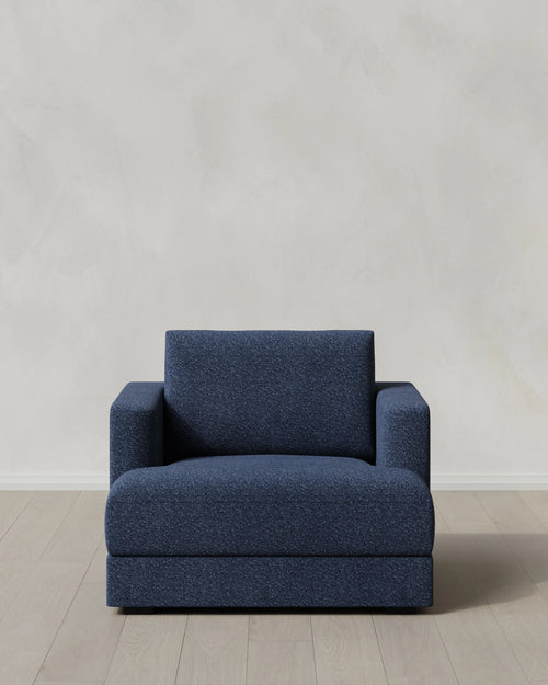 Sierra Curved Arm Accent Chair in Performance Boucle - One Size / Indigo