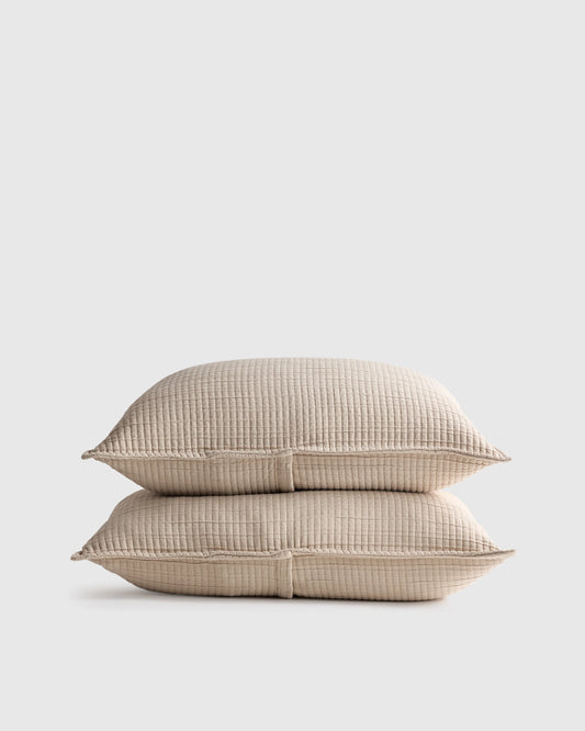 Organic Ribbed Cotton Shams - Standard / Toffee