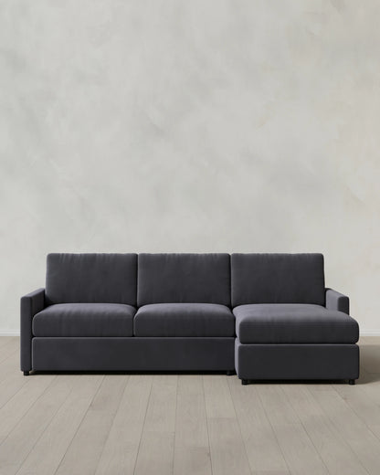 Brennan Chaise Sectional in Performance Velvet - Right Arm / Pine