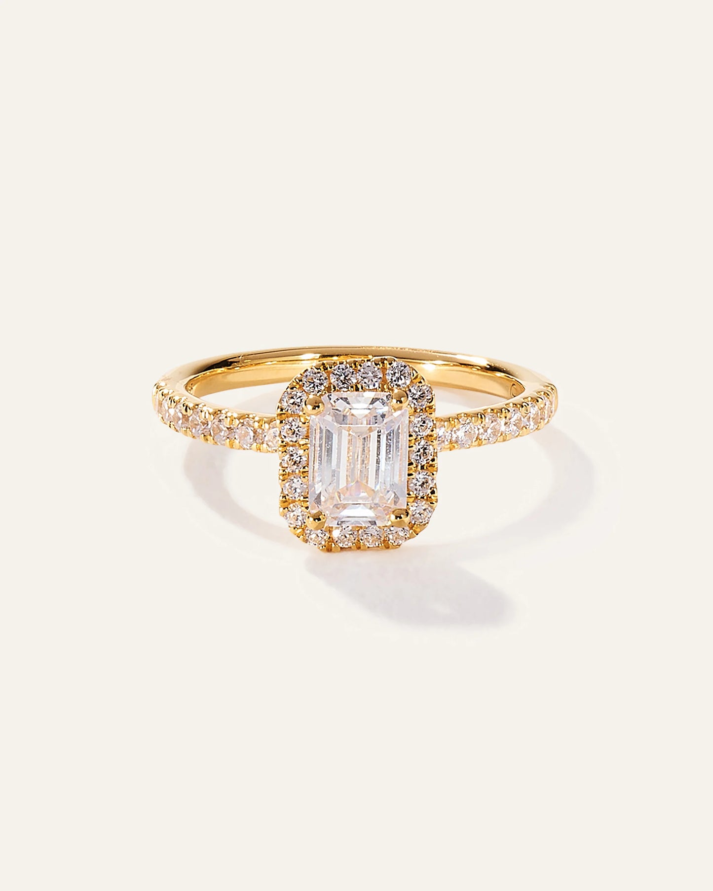 Lab Grown Diamond Emerald Halo Pave Engagement Ring - 1.50ct - 4 / Yellow Gold