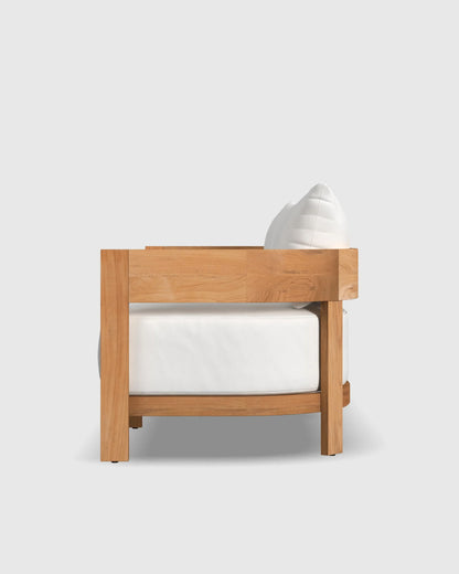 Curved Solid Teak Outdoor Sofa - 68" / Natural Teak