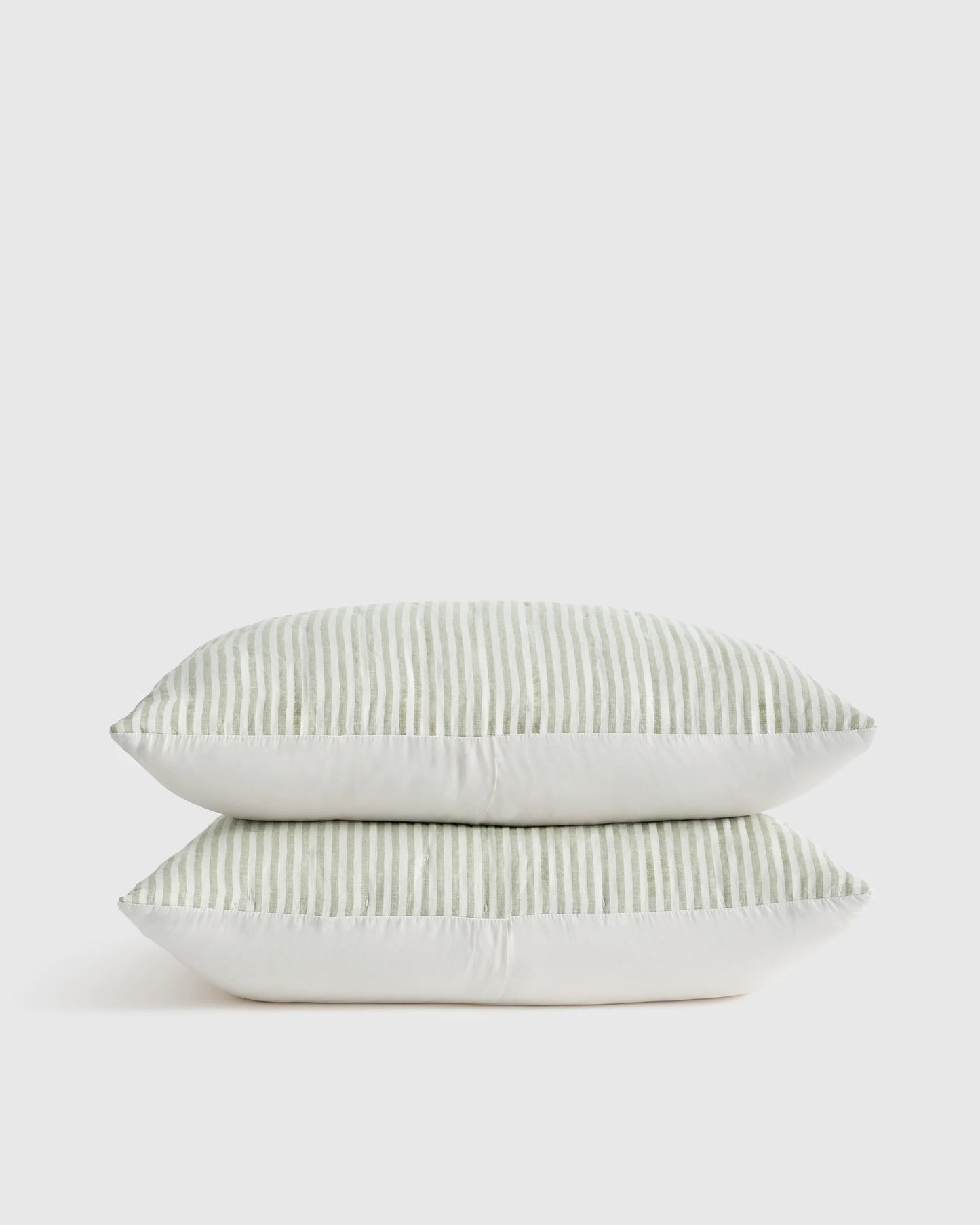 European Linen Patterned Quilted Sham Set - Standard / Willowleaf Gingham
