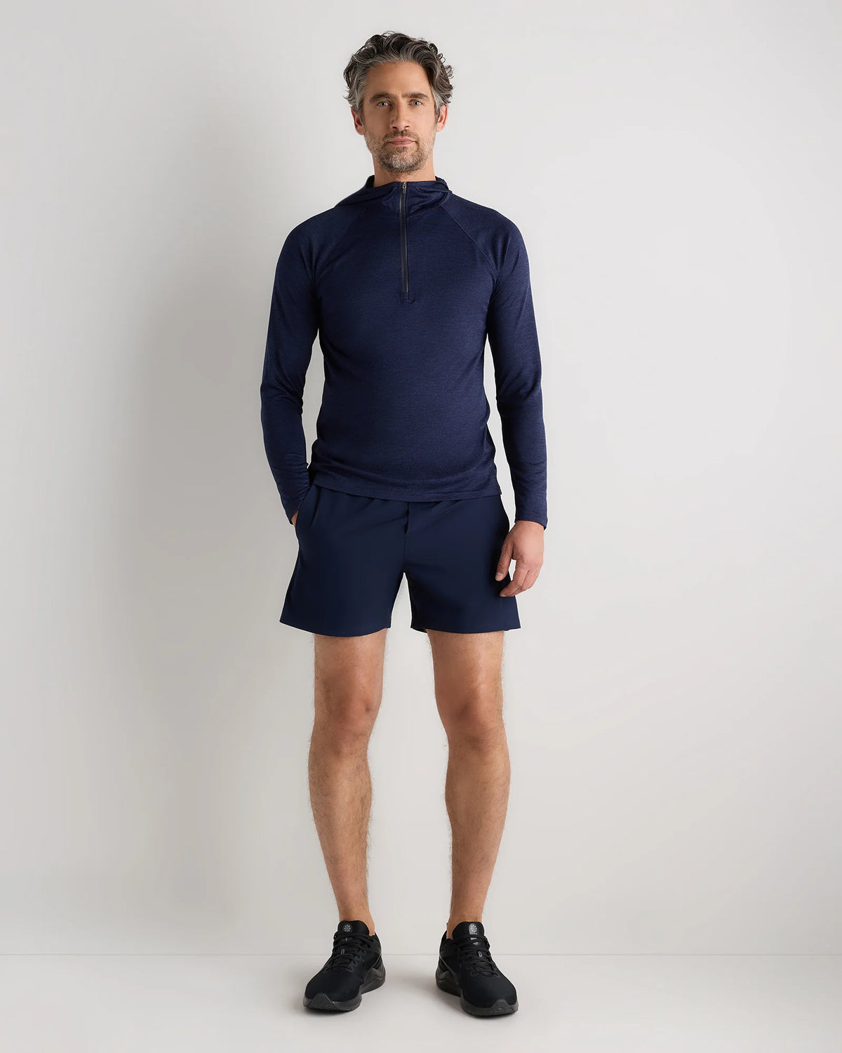 Mesh Performance Training Quarter Zip Hoodie - S / Heather Grey
